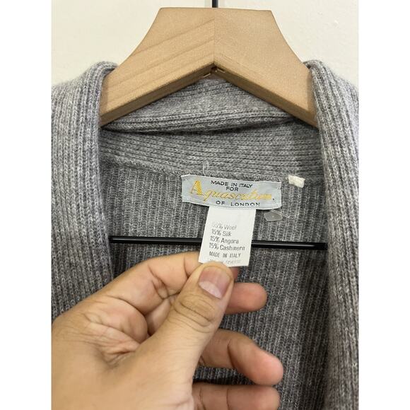 Scandi Minimalist Angora Cashmere Blend Duster Cardigan XL Quiet Luxury Preppy - Picture 6 of 13